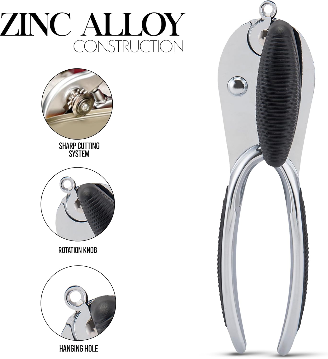 Zinc Alloy Heavy-Duty Can Opener with Ergonomic Grip Handheld - Diqqawi Plates