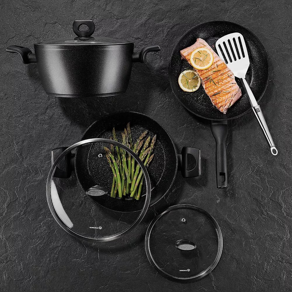 Marble Black Aluminium Frying Pan - Diqqawi Plates