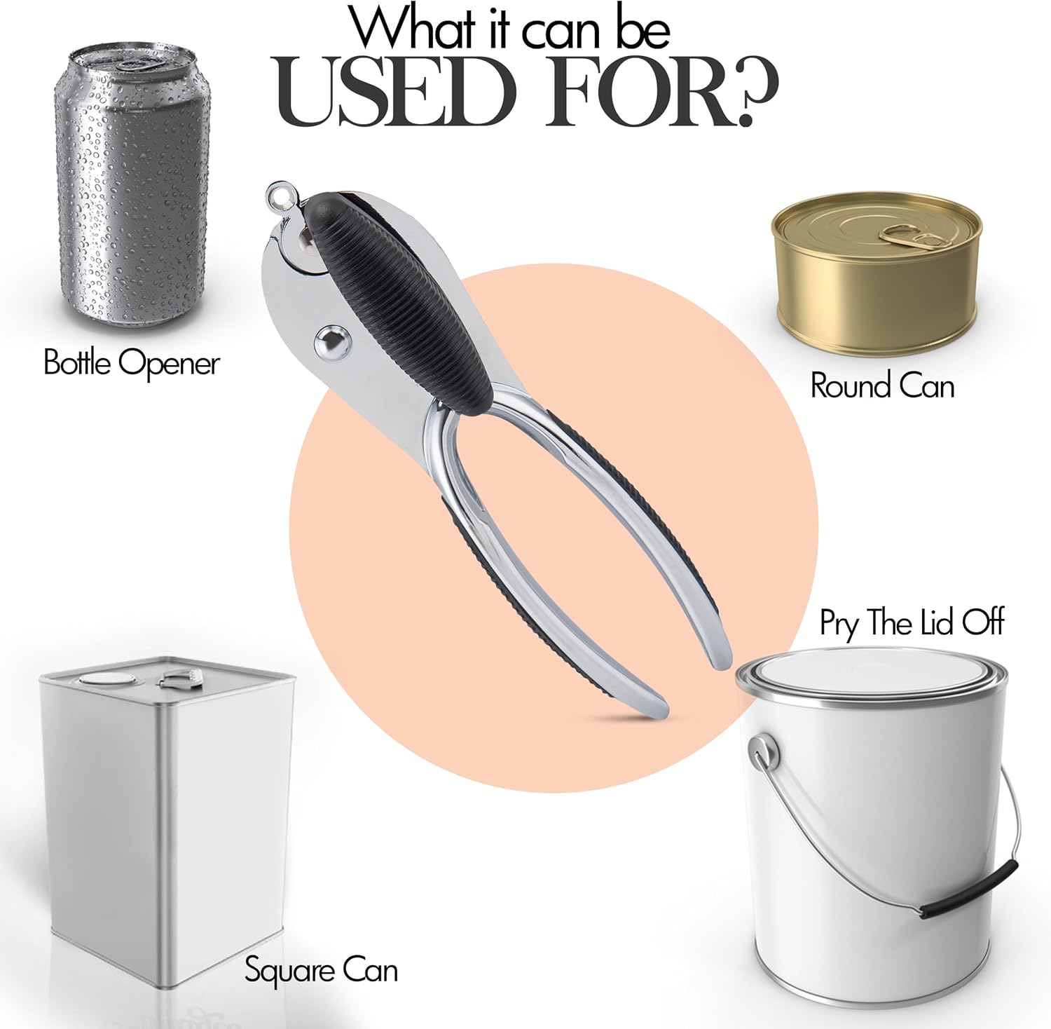 Zinc Alloy Heavy-Duty Can Opener with Ergonomic Grip Handheld - Diqqawi Plates