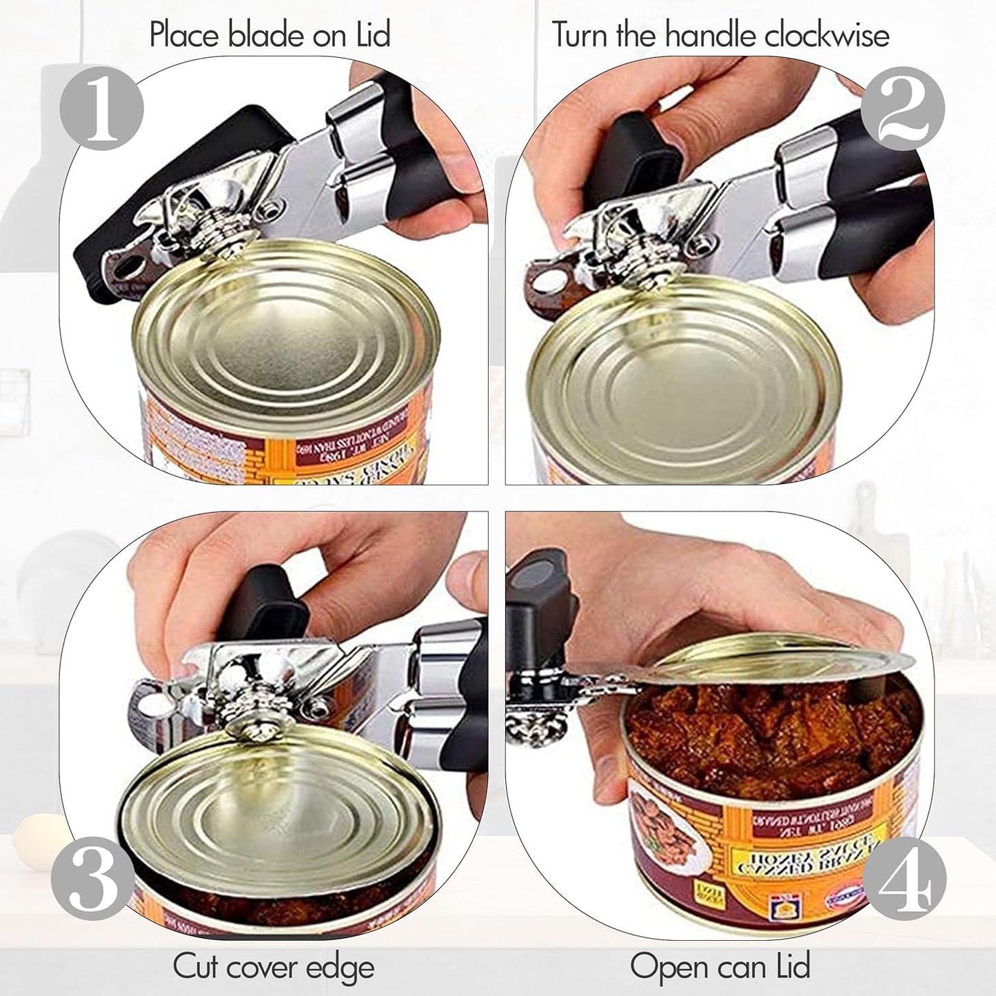 Zinc Alloy Heavy-Duty Can Opener with Ergonomic Grip Handheld - Diqqawi Plates