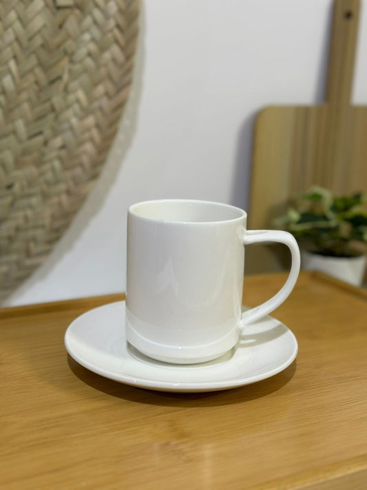 Porcelain Cappuccino Nescafe Mug with Plate - Diqqawi Plates