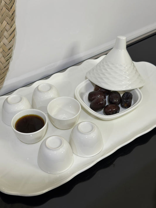 7pcs Luxury Porcelain Arabic coffee cup with Serving bowl - Diqqawi Plates
