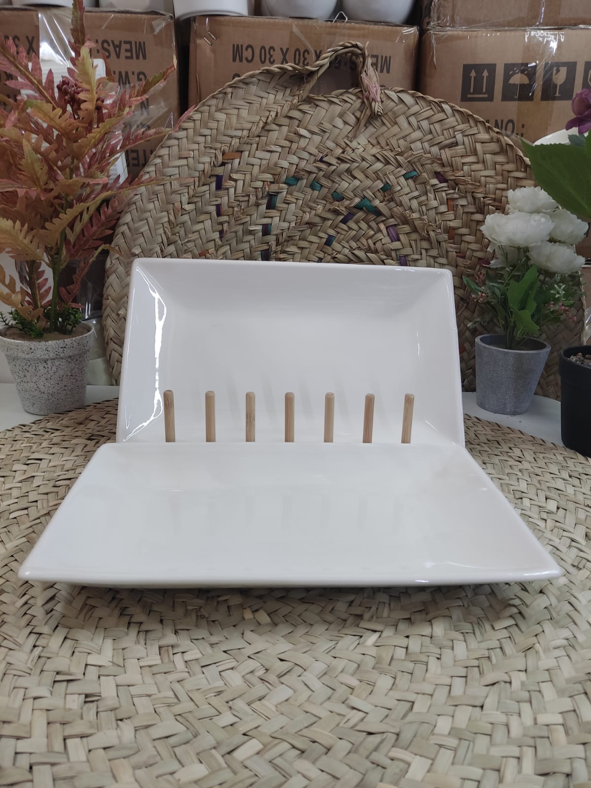 Large Rectangle Porcelain Serving Plate – 30 cm - Diqqawi Plates