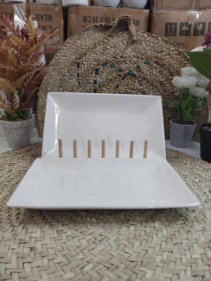 Large Rectangle Porcelain Serving Plate – 30 cm - Diqqawi Plates