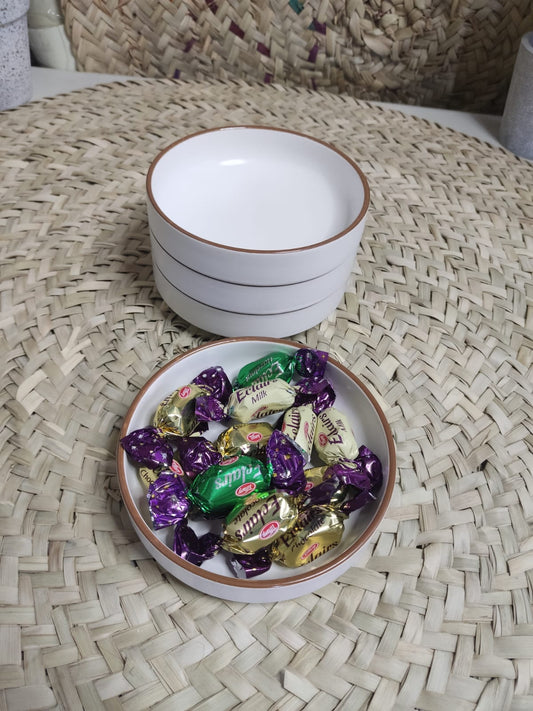 Small Porcelain Bowl with brown Rim - Diqqawi Plates