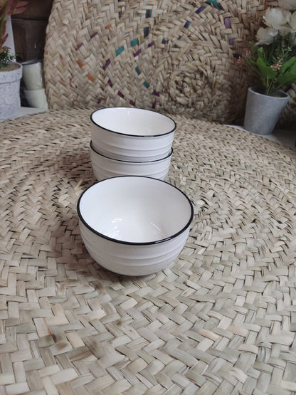 Medium Luxury Porcelain Bowl with Balck Rim - Diqqawi Plates